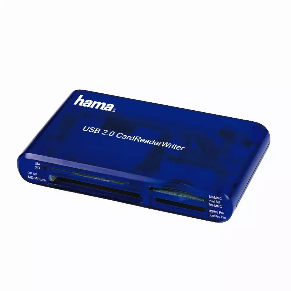 Четец за карти HAMA 55348, USB 2.0, 35 in 1-син