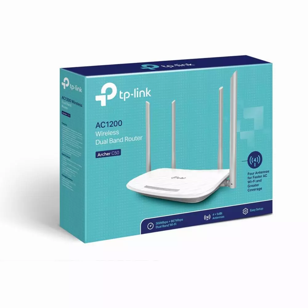 Безжичен рутер TP-Link Archer C50 AC1200, Dual band, 4 антени