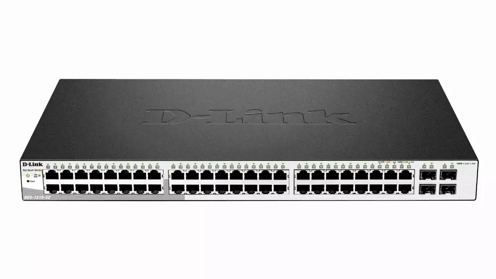 Суич D-Link DGS-1210-52, 48 портов 10/100/1000 Base-T port with 4 x 1000Base-T /SFP ports, управляем, за монтаж в шкаф