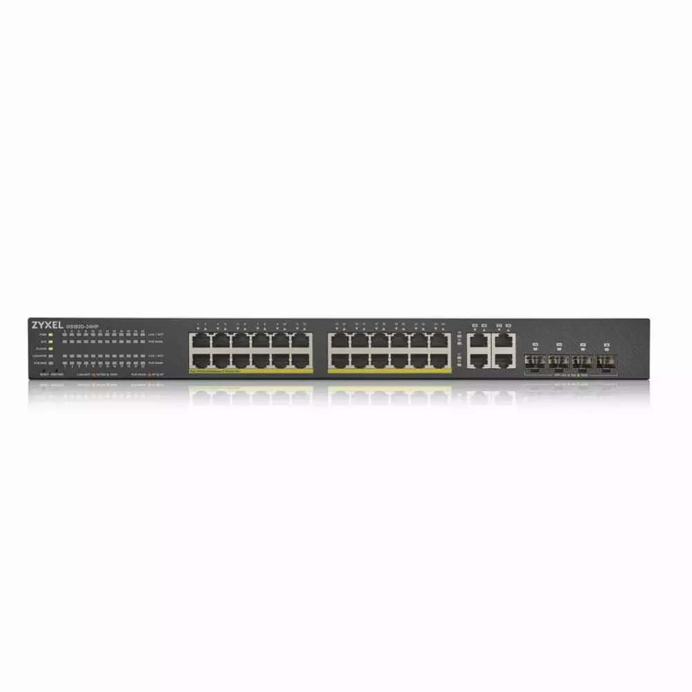 Суич ZYXEL GS1920-24HPV2, 24 портов Gigabit Smart-Managed PoE, за монтаж в шкаф
