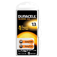 Батерия цинково въздушна DURACELL ZA13 6 бр. бутонни за слухов апарат в блистер