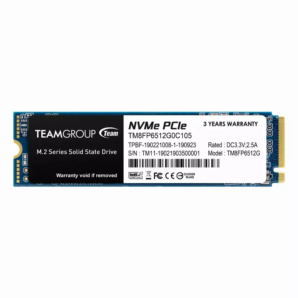 Диск SSD Team Group MP33 512GB M.2 2280 PCIe NVMe Gen 3.0 x4