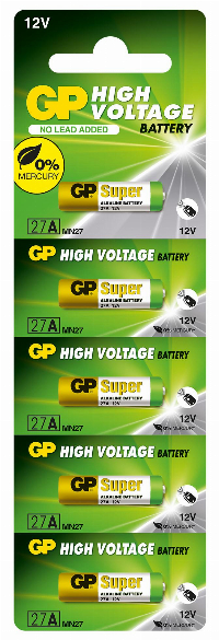 Алкална батерия GP 12 V /5бр./pack цена за 1 бр./ за аларми А27