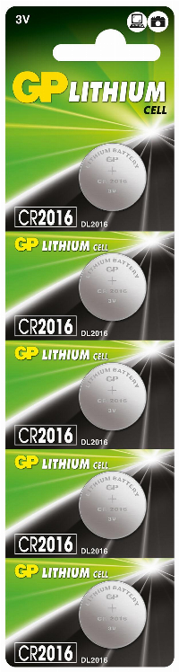 Литиева бутонна батерия GP CR 2016 3V 1бр. /5pk/ GP