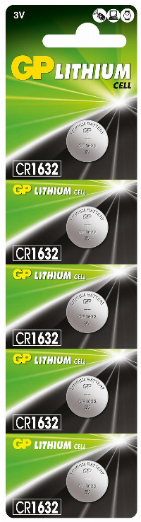 Батерия литиева CR-1632 3V  GP BATTERIES, 5 бр. блистер /цена за 1 бр./