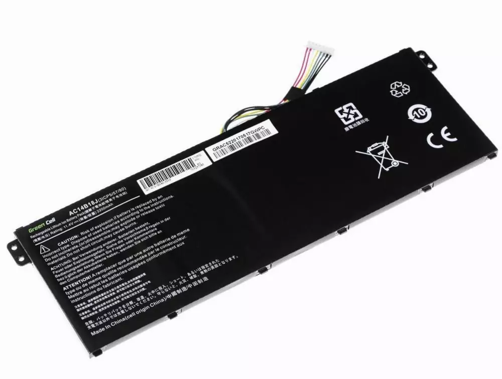 Батерия  за лаптоп  Acer Aspire E 11 ES1-111M ES1-131 E 15 ES1-512 Chromebook 11 CB3-111 13 CB5-311 AC14B3K 11.4V 2200mAh GREEN CELL