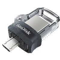 USB памет SanDisk Ultra Dual Drive m3.0, 128GB, OTG, Черен