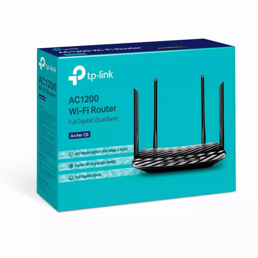 Безжичен рутер TP-Link Archer C6 AC1200, Dual band, 5xGbE, MU-MIMO