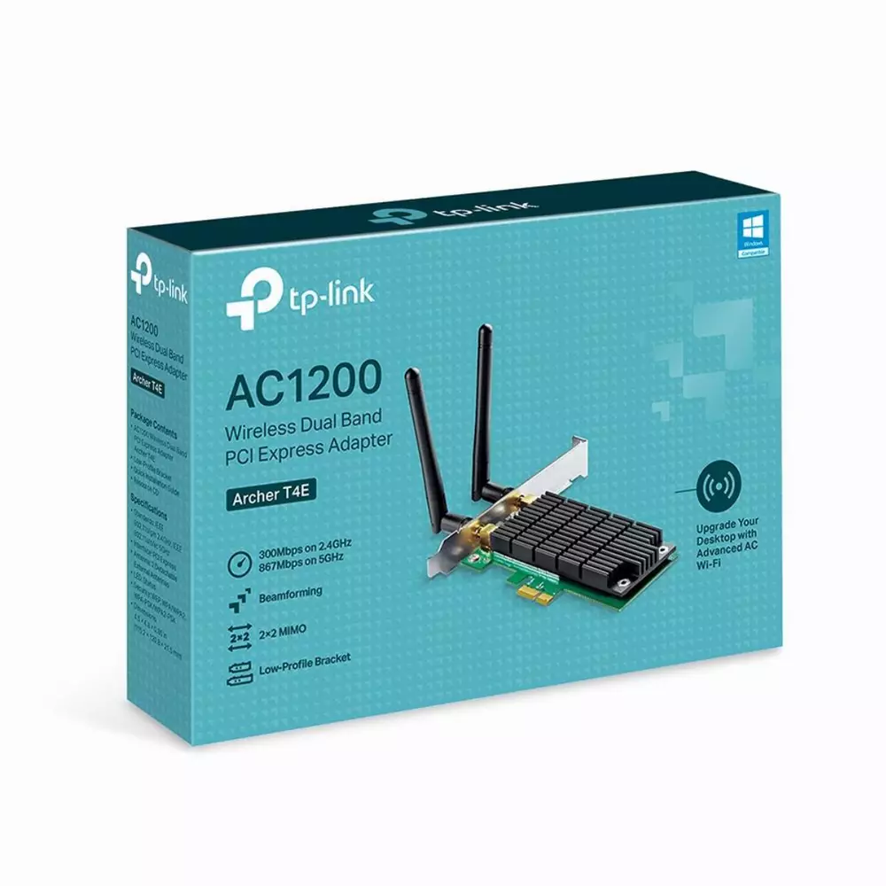 Безжичен адаптер TP-LINK Archer T4E, AC1200 dual band, PCI-EX, две външни антени