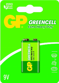Цинк карбонова батерия GP 1604GLF-U1, 6F22, 9V, Greencell, 1 бр. блистер