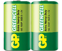 Цинк карбонова батерия GP Greencell 13G-S2, R20, 2 бр. в опаковка / shrink, 1.5V