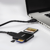 Четец за карти HAMA Multi, USB 3.0, SD/microSD/CF, 5 Gbps, Черен