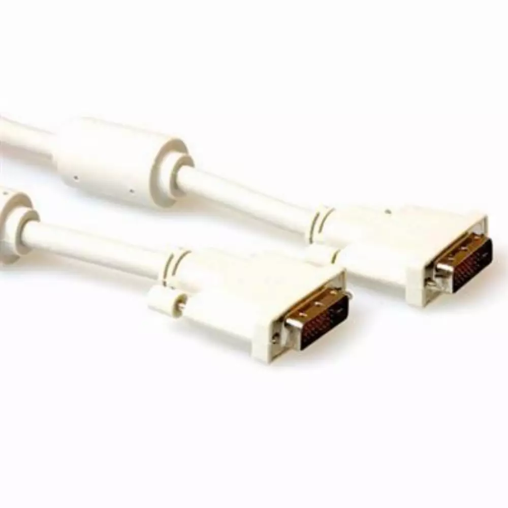 Кабел ACT AK3634, DVI-D мъжко - DVI-D мъжко, 10 м, Бял, булк опаковка