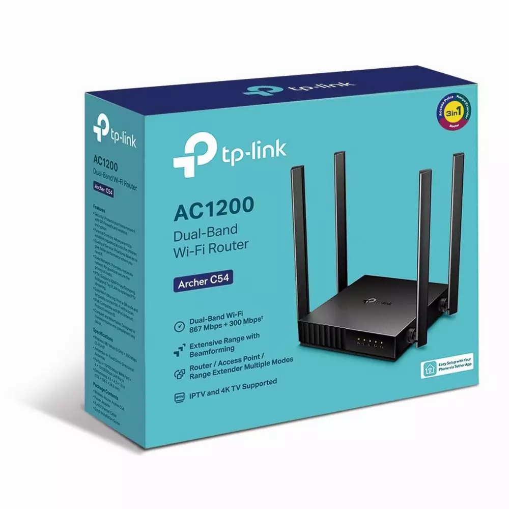 Безжичен рутер TP-Link Archer C54 AC1200, Dual band, 4 антени