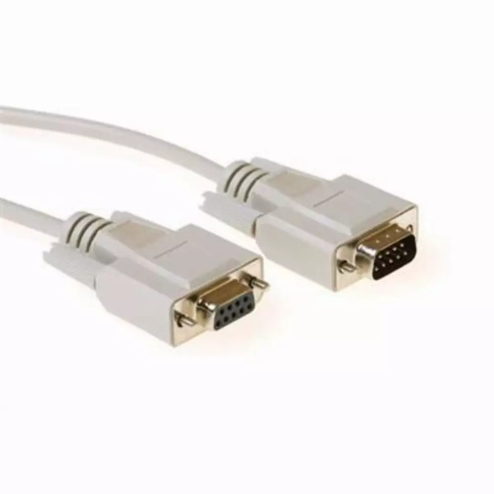 Кабел ACT AK2304, D-sub 9 pin мъжко - D-sub 9 pin женско, 1м, Бял, булк