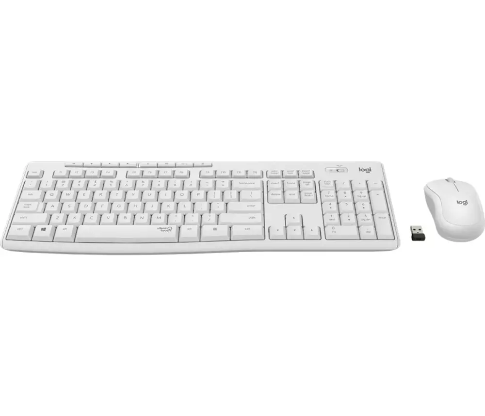 Kомплект безжични клавиатура с мишка Logitech MK295 Silent, Бял