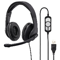 Слушалки с микрофон HAMA HS-USB300, стерео, USB, Черен