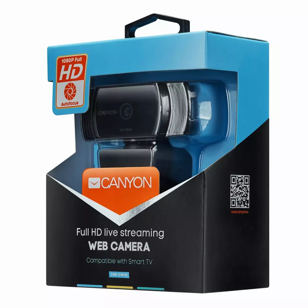 Уеб камера Canyon CNS-CWC5 Full HD, 1080p, 30 fps, CMOS, USB2.0, Стрийминг
