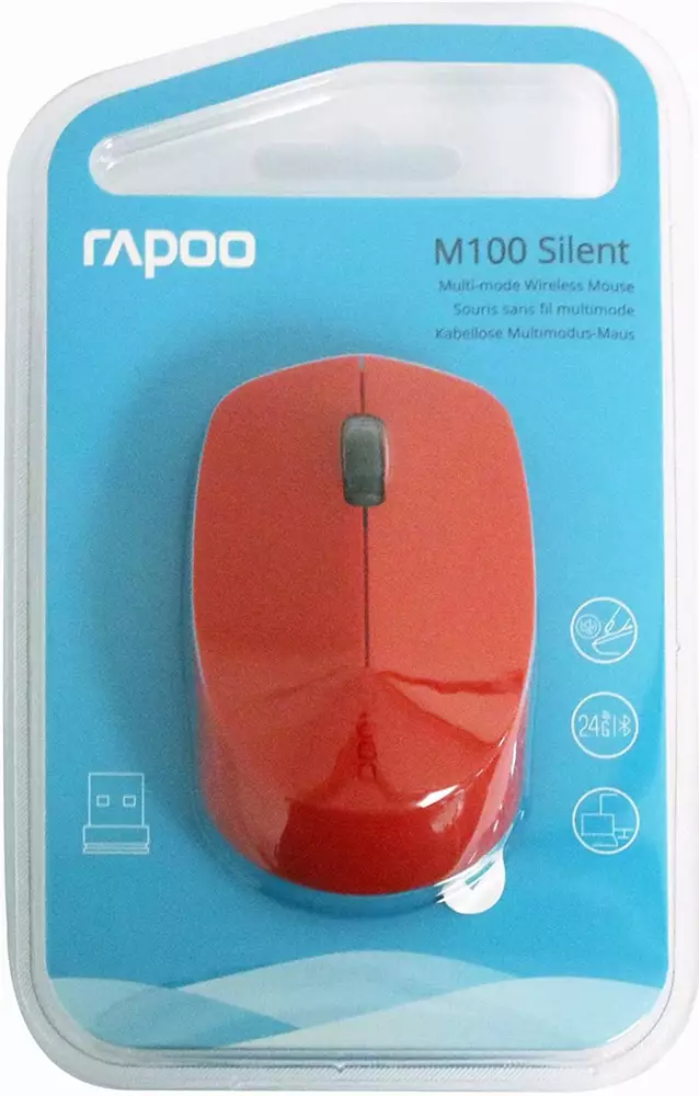 Мишка RAPOO M100 Silent Wireless/Безжична Red