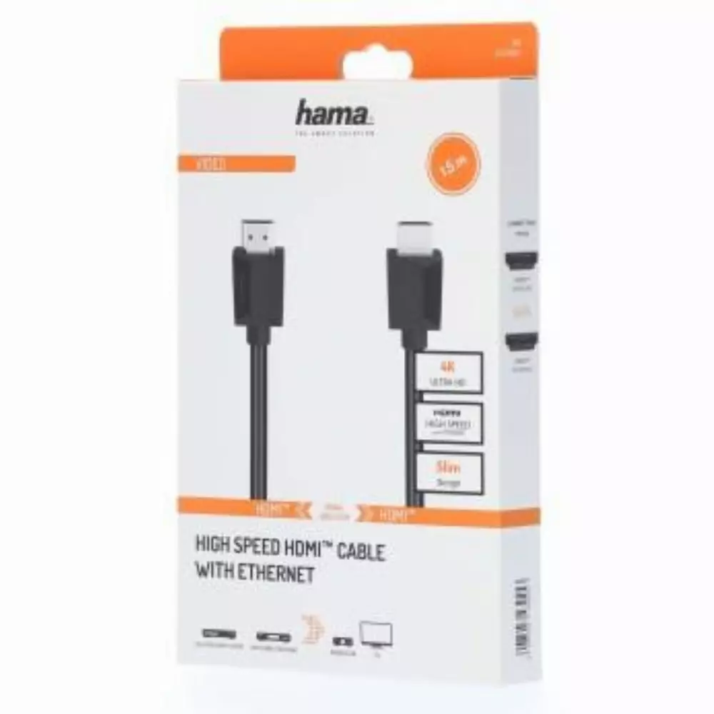 Кабел HAMA 205005 HDMI мъжко - HDMI мъжко, 4K, Ethernet 1.5 м, 1 звезда