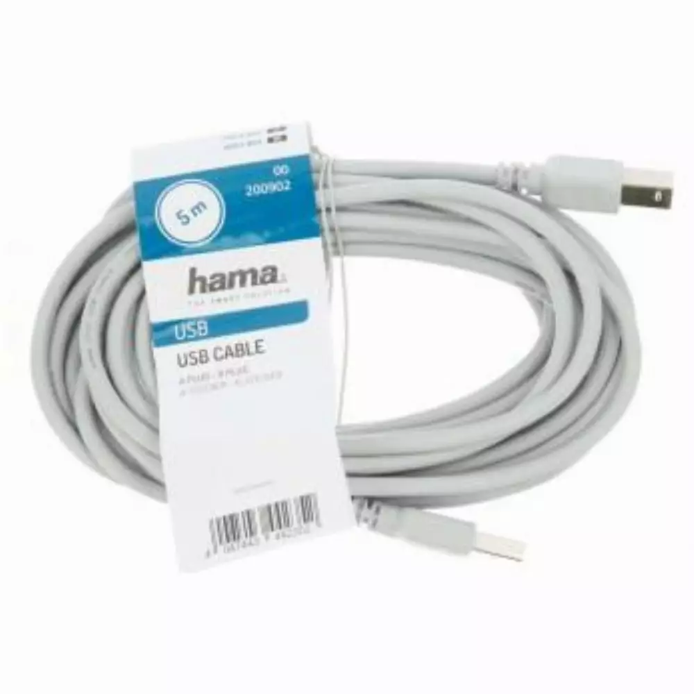 Кабел HAMA 200902 USB-A мъжко - USB-B мъжко, 5 м, Стандарт