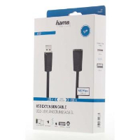 Удължителен кабел HAMA 200621 USB-A женско - USB-A мъжко, 5 м, екраниран, черен
