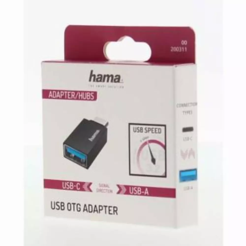Адаптер HAMA OTG USB-C мъжко-USB 3.2 Gen 1 A женско, 5Gbit/s Черен