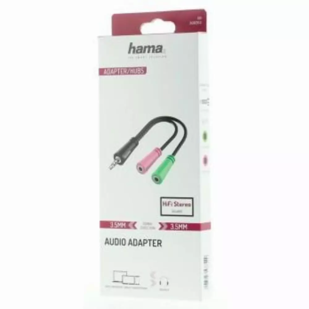 Аудио сплитер HAMA 200352 4-pin 3.5мм  жак мъжко - 2х3-pin 3.5 mm женски жака