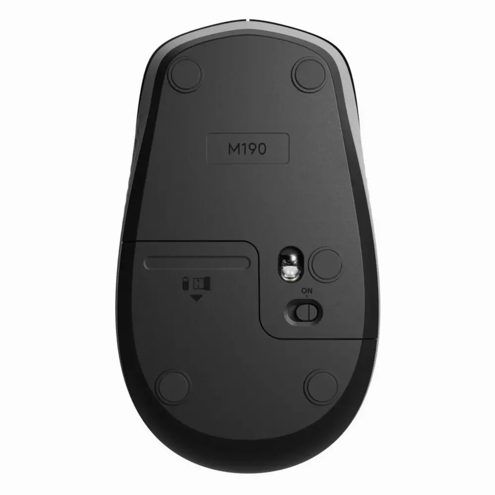 Безжична оптична мишка LOGITECH M190 Full-Size, USB, 1000 dpi, 3 бутона, Тъмно сив