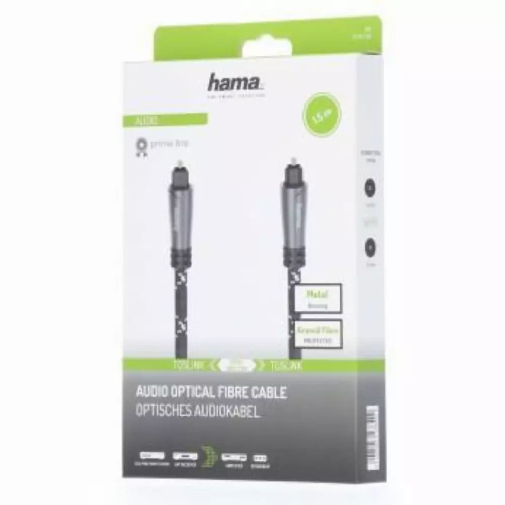 Оптичен аудио кабел HAMA ODT plug (Toslink), метал, 1.5 м