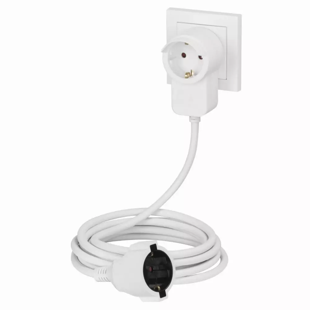 Удължителен кабел HAMA Powerplug, Допълнителен контакт, 3.0 m, Бял