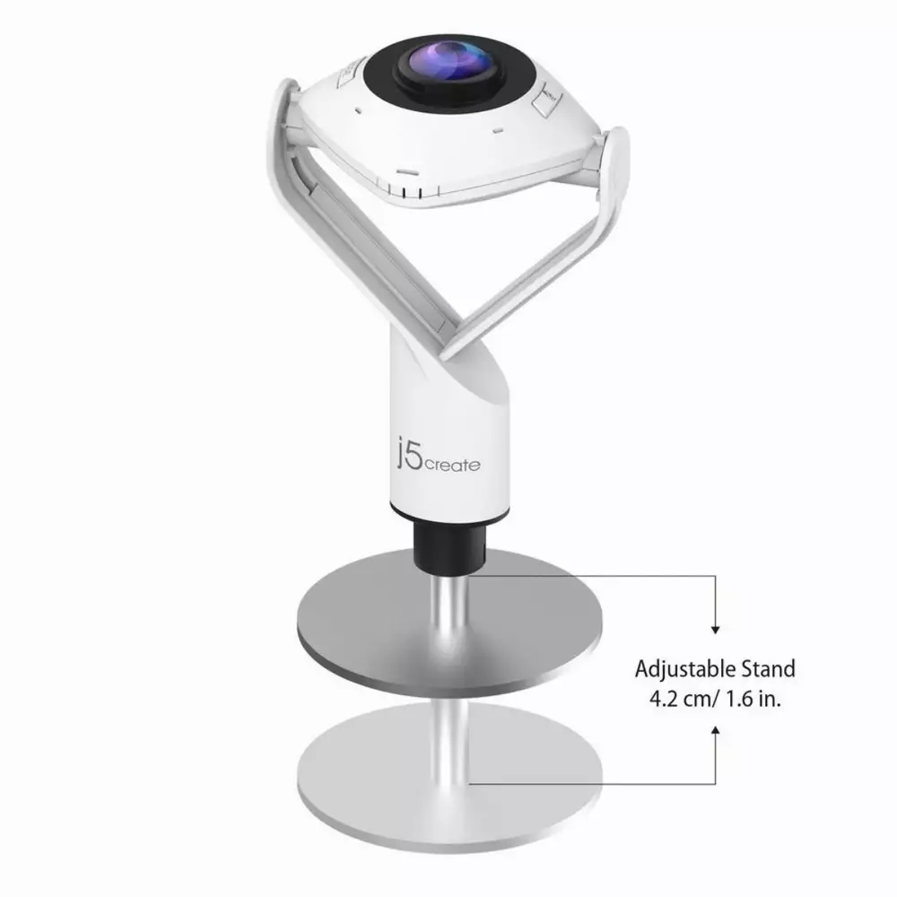 Уеб камера j5create JVCU360, UltraHD, микрофон, USB, 360&deg; All Around, Черен