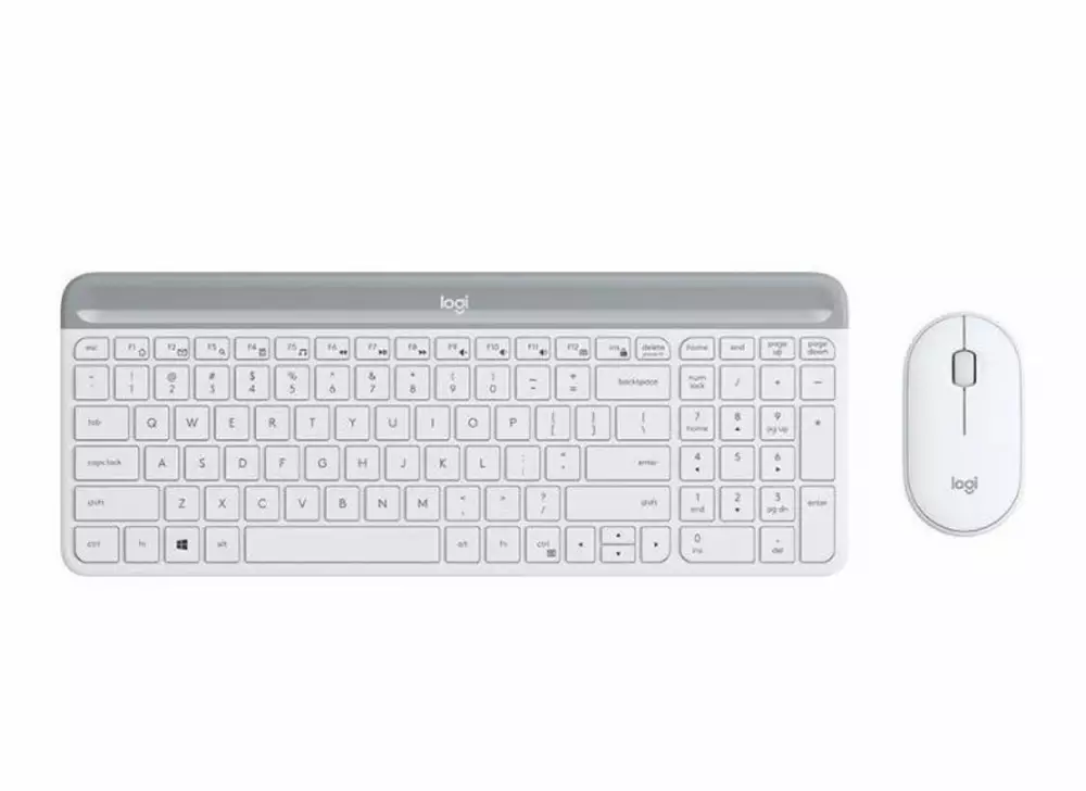 Kомплект безжични клавиатура с мишка Logitech MK470, Бяла
