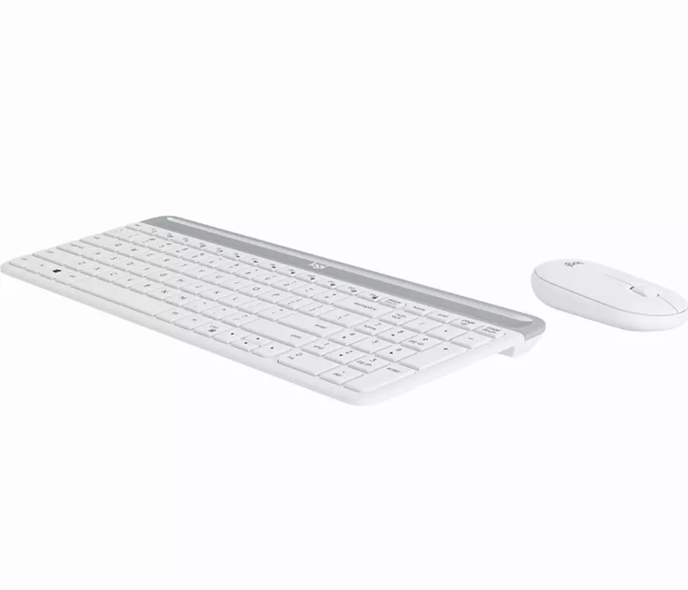 Kомплект безжични клавиатура с мишка Logitech MK470, Бяла