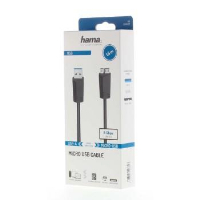 Кабел HAMA  USB 3.0 A мъжко - USB 3.0 Micro B мъжко, 1.5 м, 5Gbit/s