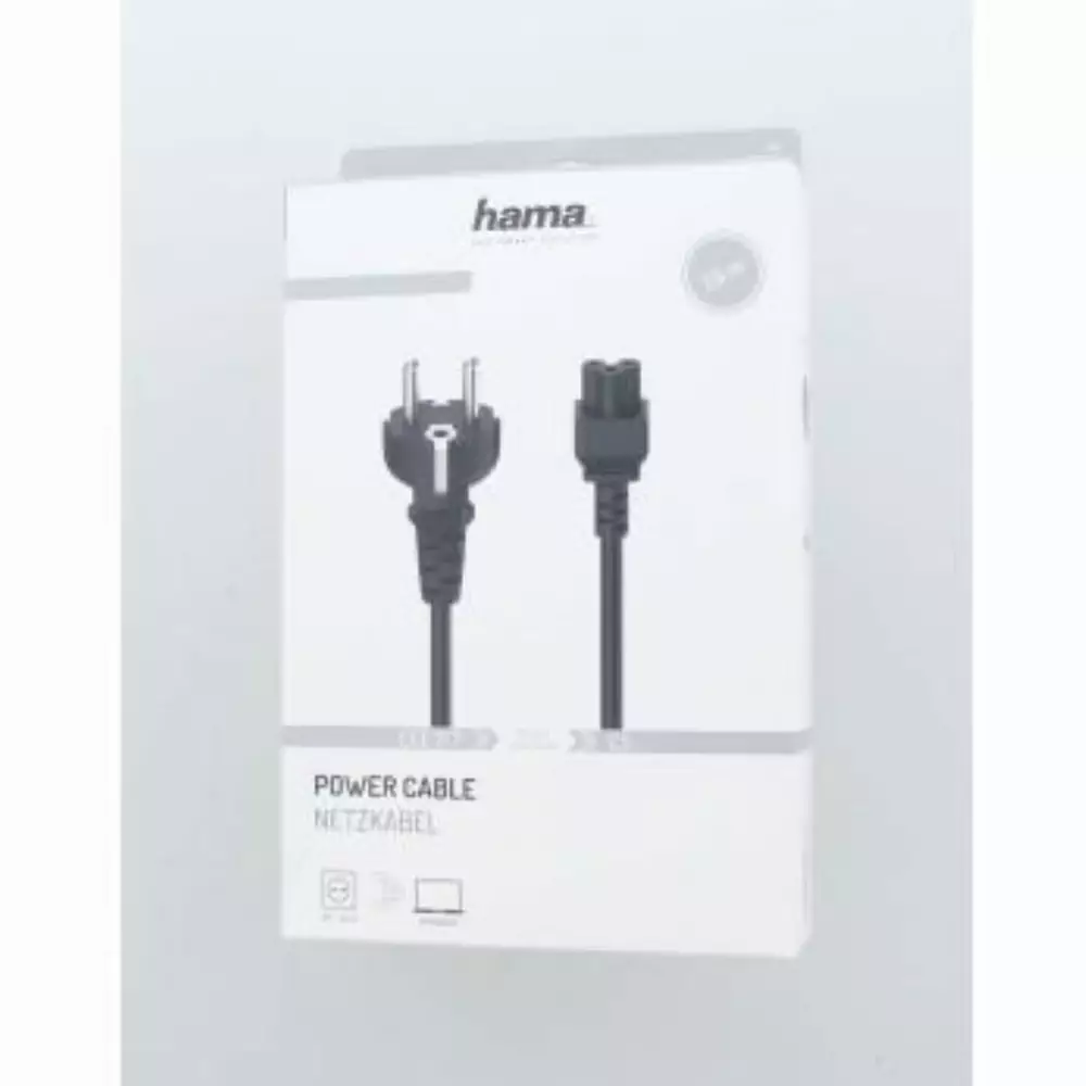 Захранващ кабел HAMA euro-plug- 3-pin socket, 1.5 m, Черен