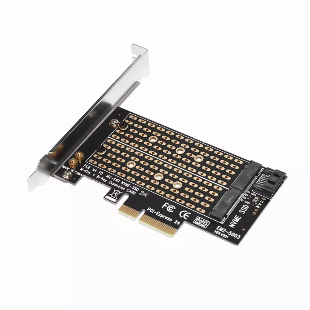 Makki Адаптер M2 SSD NVMe+SATA (M-key+B-key) to PCI Express 3.0 4x adapter - MAKKI-M2-PCIE-2X