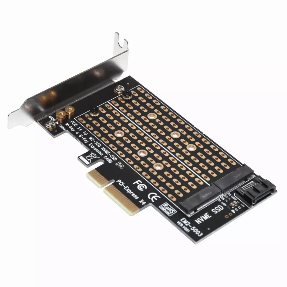 Makki Адаптер M2 SSD NVMe+SATA (M-key+B-key) to PCI Express 3.0 4x adapter - MAKKI-M2-PCIE-2X