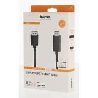 Кабел HAMA DisplayPort v.1.2 мъжко - HDMI мъжко,Ultra-HD, 4K, 1.5м