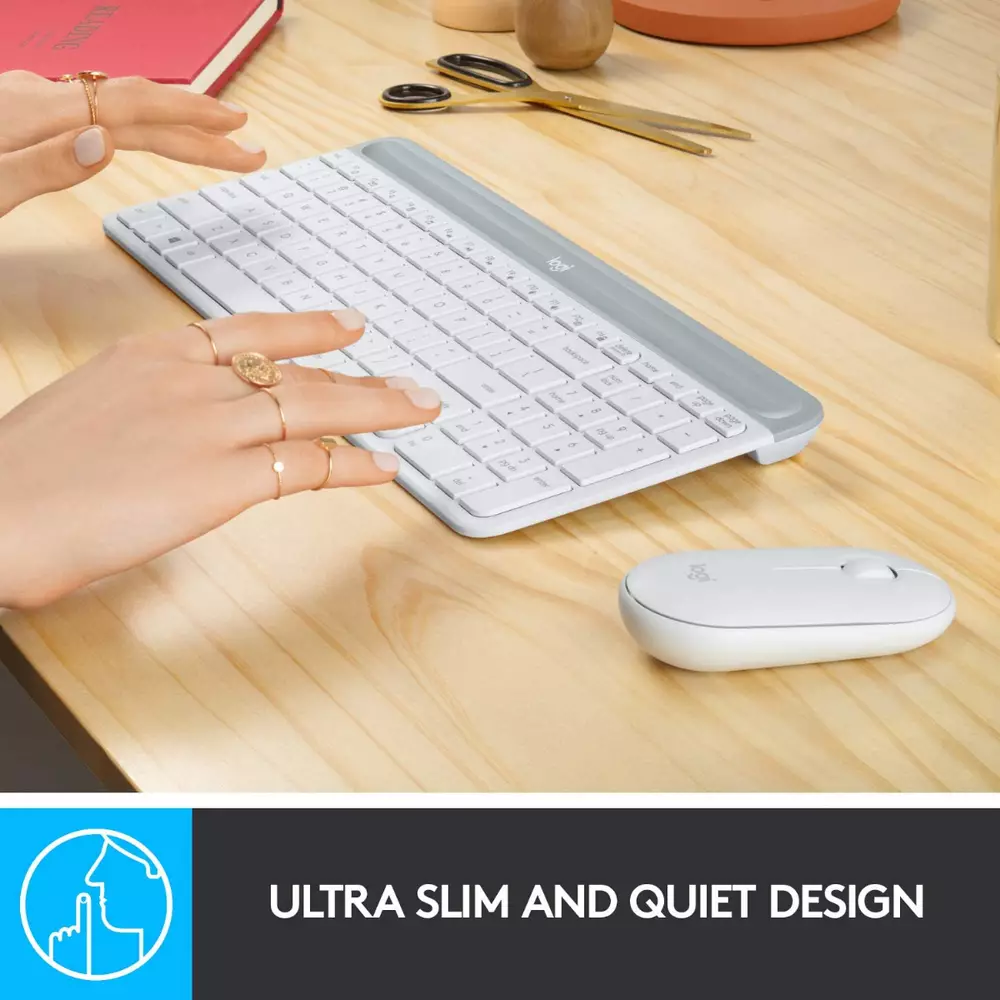 Комплект клавиатура и мишка Logitech MK470 Slim Wireless Combo White