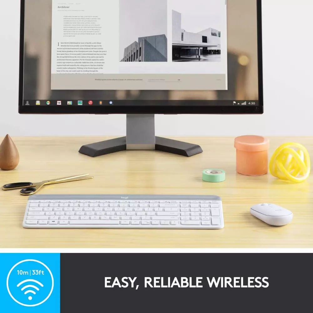 Комплект клавиатура и мишка Logitech MK470 Slim Wireless Combo White