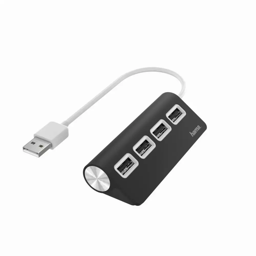 USB хъб HAMA, USB 2.0, 1:4, черен, 480Mbit/s