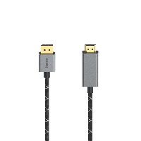 Кабел HAMA DisplayPort мъжко - HDMI мъжко, Ultra-HD, 4K@60 Hz, 1.5м, Алуминий, Позлатени конектори