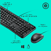 Клавиатура + мишка Logitech MK120 Corded Desktop Black US/BG - 920-002535