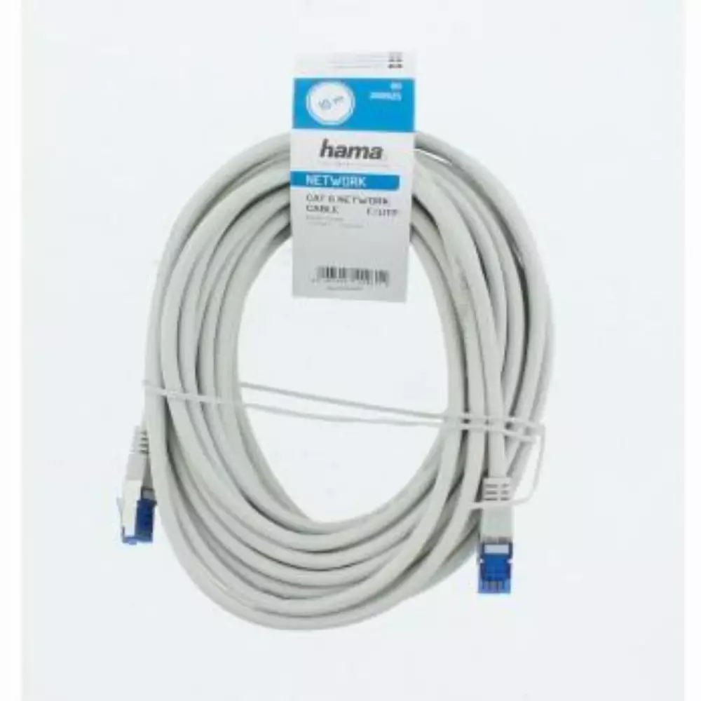 Мрежов пач кабел HAMA F/UTP, CAT 6, RJ-45 - RJ-45, 1Gbit/s, 10.0 m, Сив, Булк