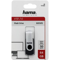 USB памет HAMA Rotate, 64GB, 10 MB/s, Черен