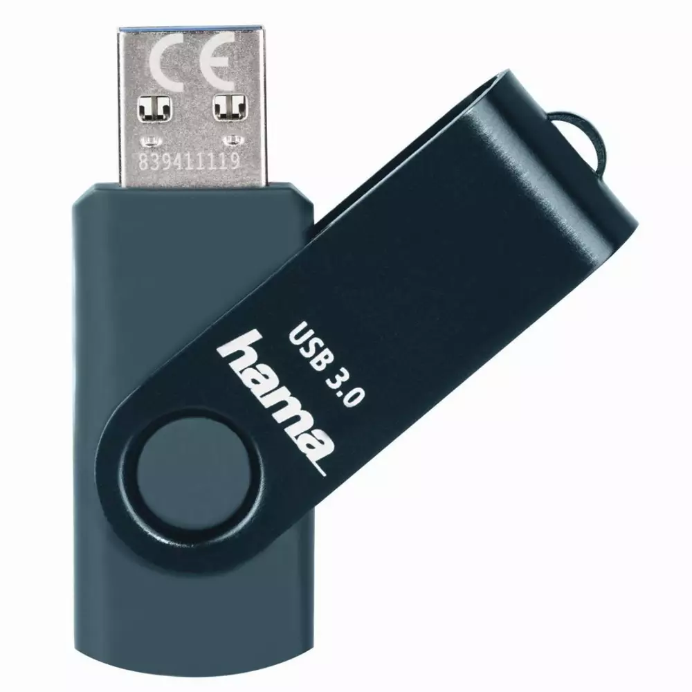 USB памет HAMA Rotate, 64GB, 70 MB/s, Петролно синьо