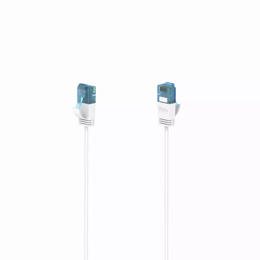 Мрежов кабел HAMA Flexi-Slim, U/UTP CAT 6a, 10 Gbit/s, RJ-45 - RJ45, 1.50 m, Бял
