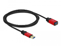 Удължителен кабел Delock USB-A мъжко - USB-А женско, 2 м, Premium, Екраниран, Черен