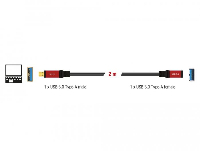 Удължителен кабел Delock USB-A мъжко - USB-А женско, 2 м, Premium, Екраниран, Черен